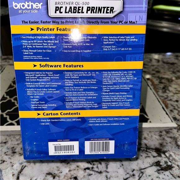 BROTHER QL-500
PC LABEL PRINTER - Picture 10 of 10